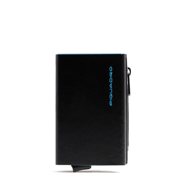 PORTAFOGLIO PIQUADRO PORTACARTE+BANCANOTE+MONETE  BLUE SQUARE  PP5585B2BLR NERO
